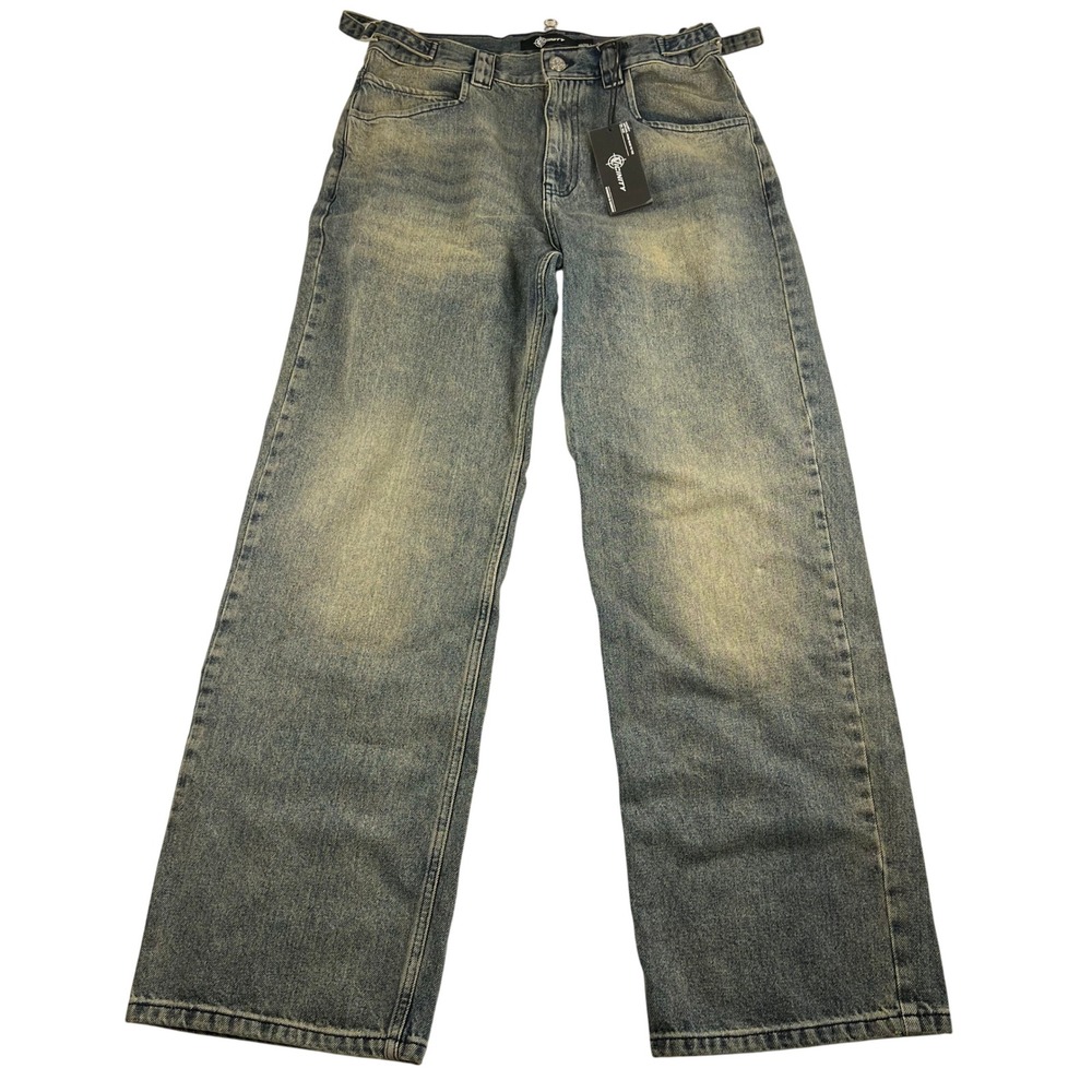 Vicinity Yellow Tinted Denim Jeans Mens Medium 32L Relaxed Straight Streetwear‎